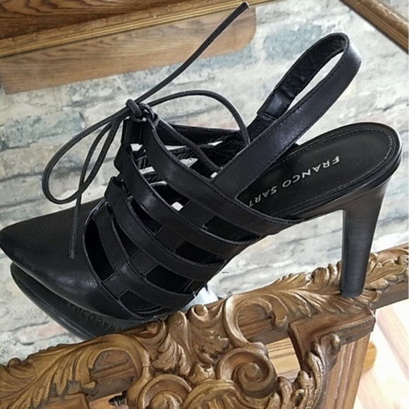 Franco Sarto Shoes - FRANCO SARTO Black Leather Cage Heels Size 9